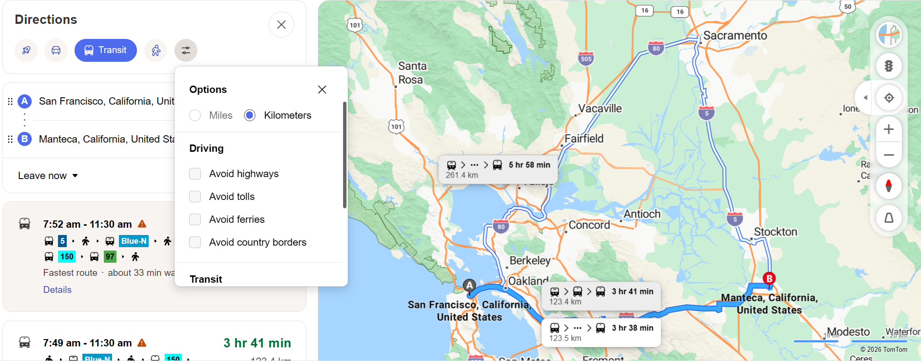 Bing Maps Driving Directions and Traffic Interface
