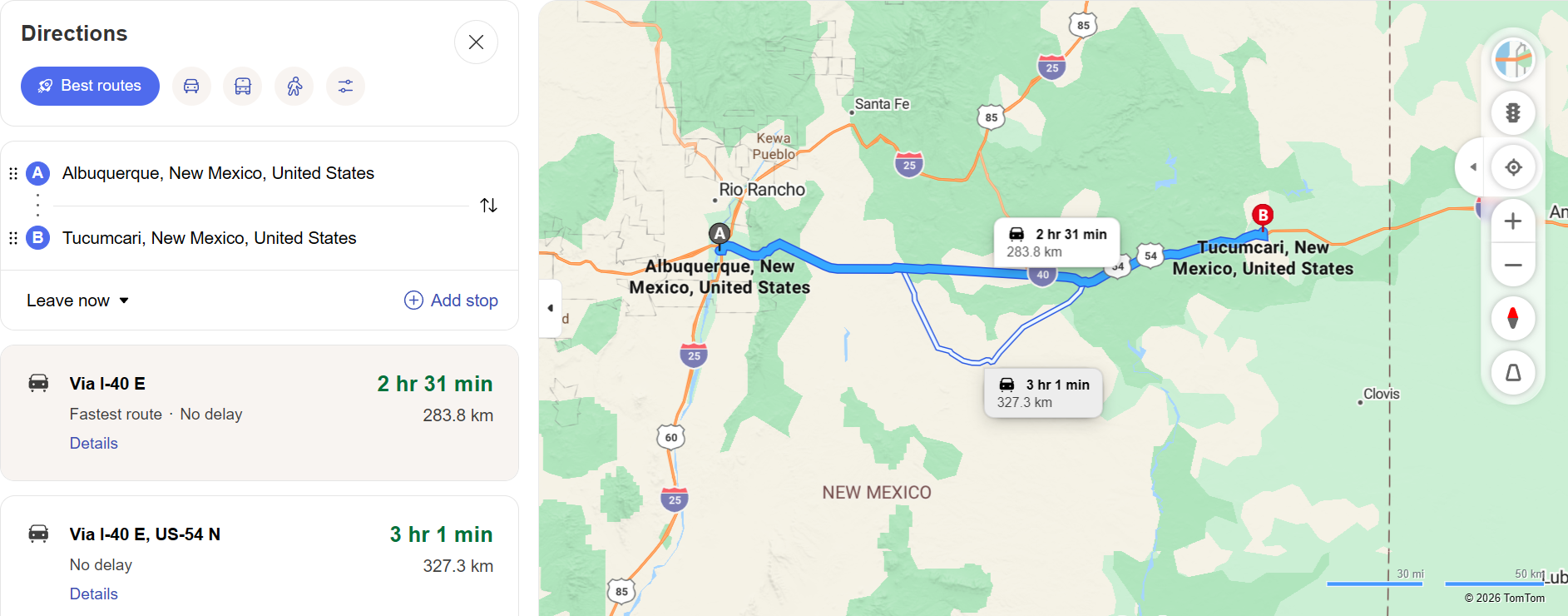 Bing Maps Mileage Calculator Interface